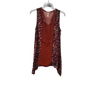Matilda Jane Women's Floral Sleeveless Top Tassels Orange/Multi Size XS